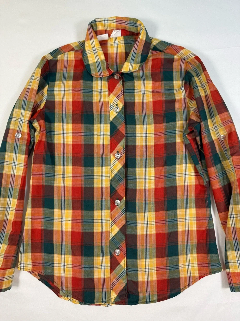 VINTAGE SINGING NEEDLES Girls‎ Plaid Button Up Shirt 8 Cottagecore Prairie Fall
